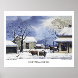 Pôster Currier & Ives Lithograph: Lar para Ação de Graças