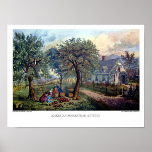 Pôster Currier & Ives: Outono americano da herdade
