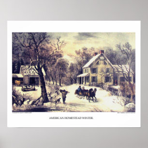 Poster Currier & litografia de Ives: Herdade americana