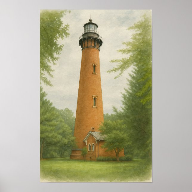 Poster Currituck Beach Lighthouse Watercolor (Frente)