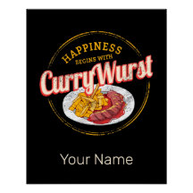 Currywurst Retro Sausage Vintage Fries Franceses