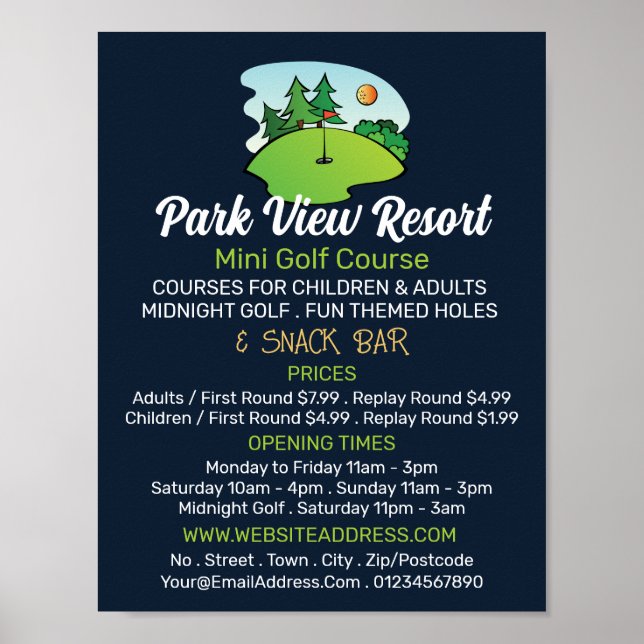 Poster Curso Sunny Golf, Anúncio do Curso Mini Golf (Frente)