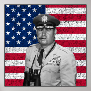 Pôster Curtis Lemay e a bandeira dos E.U.