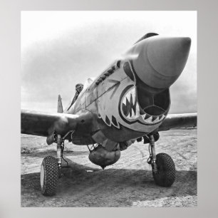 POSTER CURTISS P-40 WARHAWK FLYING TIGERS - 1942