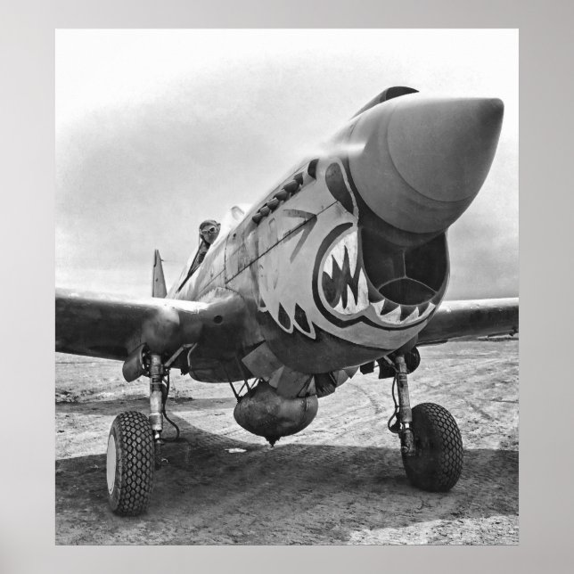 POSTER CURTISS P-40 WARHAWK FLYING TIGERS - 1942 (Frente)