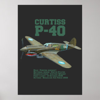 Poster Curtiss P-40 Warhawk | Plano WW2