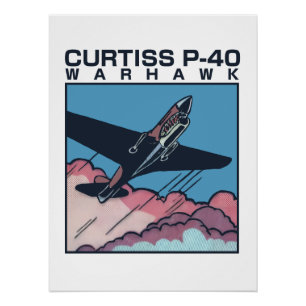 Pôster Curtiss P-40 Warhawk WW2 Plane