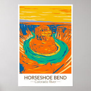 Poster Curva em Ferradura Rio Colorado Vintage