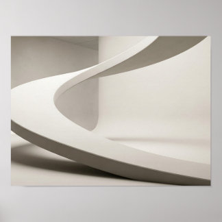 Poster Curva Escultural Branca Fluída Arte de Parede Mini