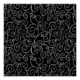 Pôster Curvas de Rolagem Brancas em Preto