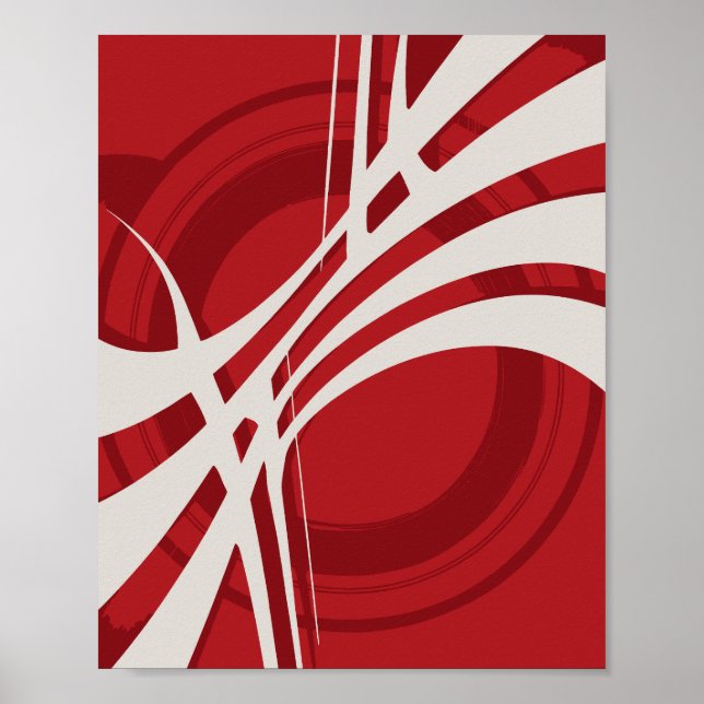 Poster Curvas em Movimento em um Campo Vermelho (Frente)