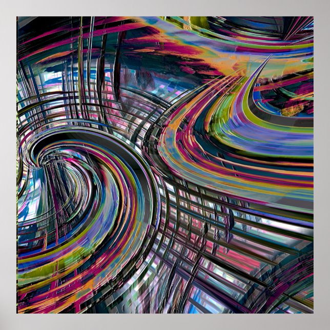 Poster Curvas parecidas com a estrada espacial, entaladas (Frente)