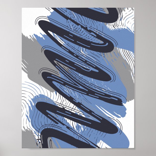Poster Curved Brushstrokes of Energy and Motion (Frente)