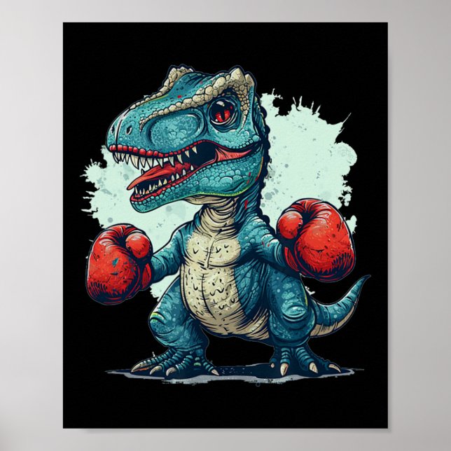 Poster Custo de Crianças Engraçadas Boxeando Dinossauro c (Frente)