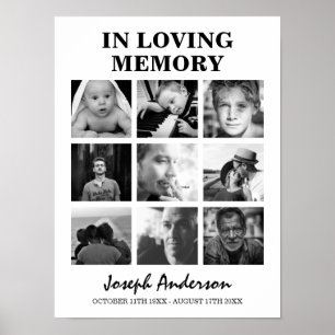 Poster Custom 9 Photo Funeral In Loving Memory Memorial
