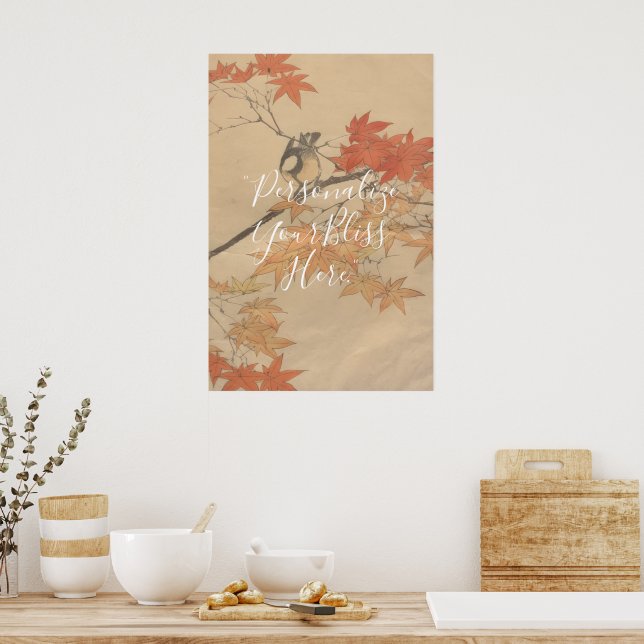 Poster CUSTOM Autumn Bird & Fall Leaves Print by Imao  (Cozinha)