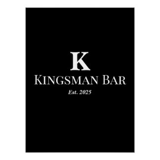 Pôster Custom Bar Wall Art with Name & Monogram – Elegant