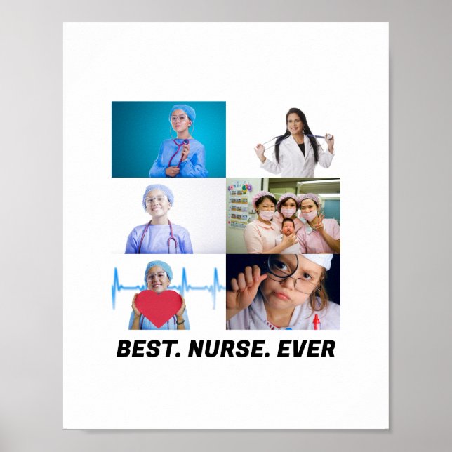 Poster Custom Best Nurse Ever 6 photo collage  (Frente)