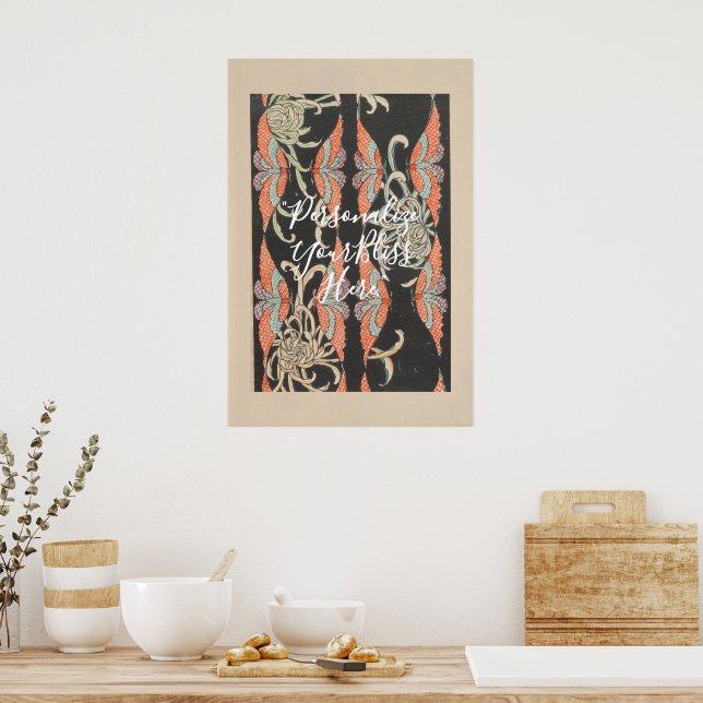 Poster CUSTOM Black & Red Butterfly Kaleidoscope Art  (Cozinha)