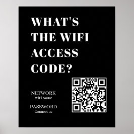 Poster Custom Black WiFi QR | Network Password Display