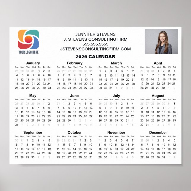 Poster Custom Business Logo 2026 Company Calendar (Frente)