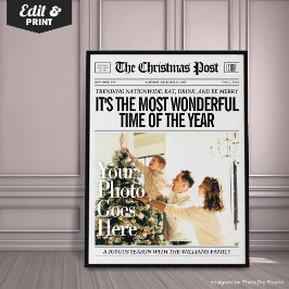 Poster Custom Christmas Newspaper Decor, Family Christmas