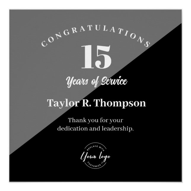 Pôster Custom Employee years of service recognition logo (Frente)