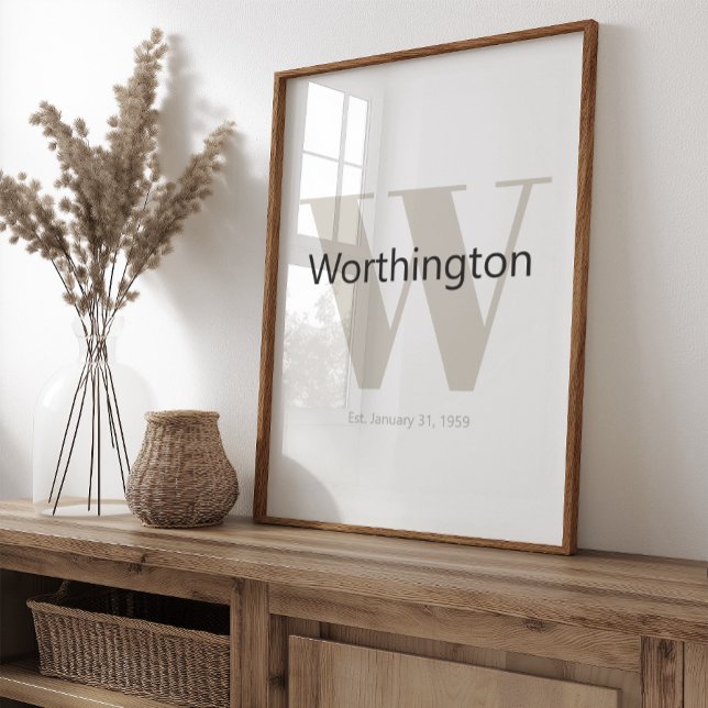 Poster Custom Family Last Name Sign Est Date Wedding Gift (Criador carregado)