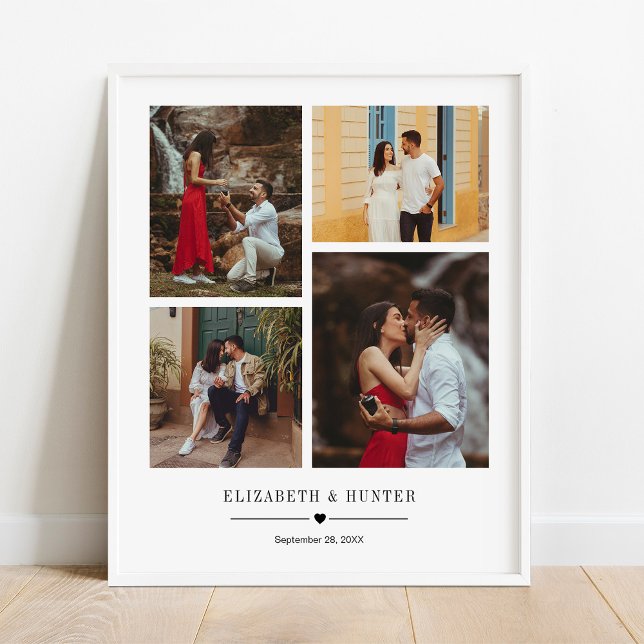 Poster Custom Family or Wedding Couple 4 Photo Collage (Criador carregado)