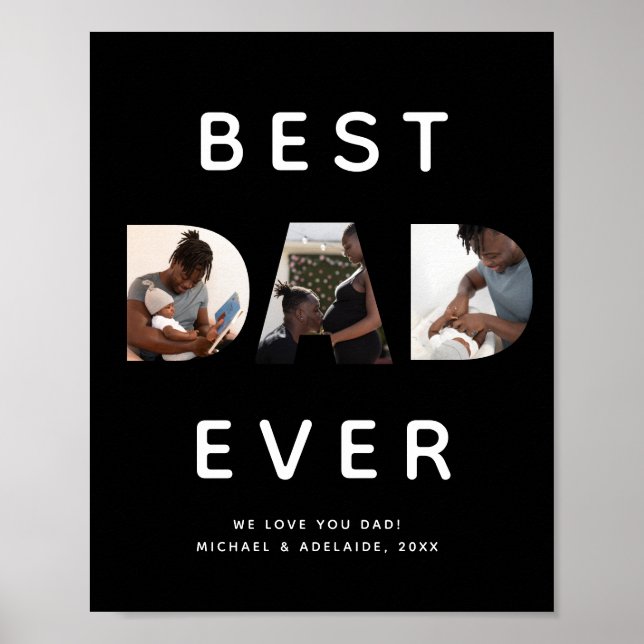 Poster Custom Fathers Day Photo Collage Best Dad Ever (Frente)