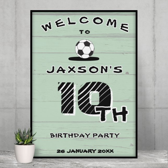 Poster Custom Green Soccer Birthday Welcome (Criador carregado)