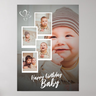 Poster Custom Happy Birthday Baby Photo Collage Plaque