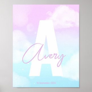 Poster Custom Initial Art Pink Monogram Wall Print