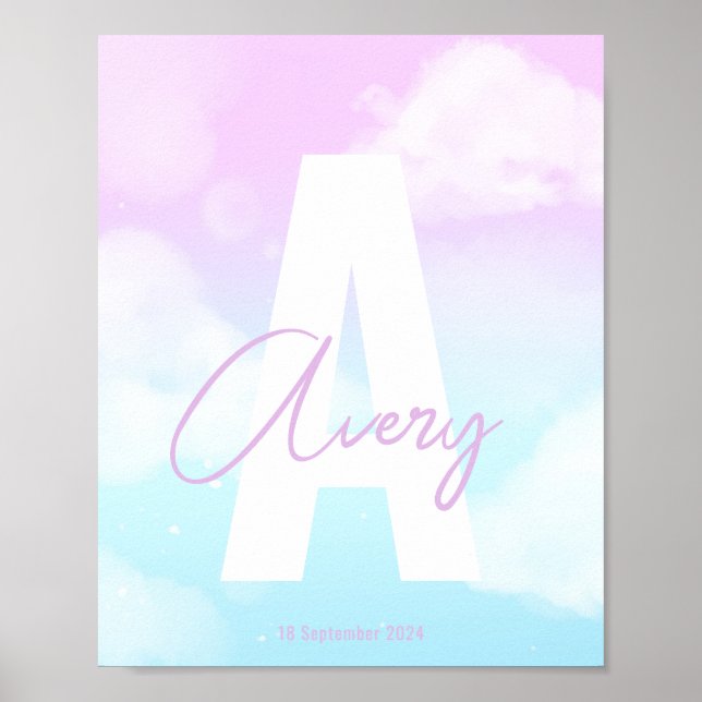 Poster Custom Initial Art Pink Monogram Wall Print (Frente)