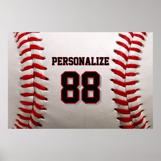 Poster Custom Jersey Number & Name Baseball Player Design (Frente)