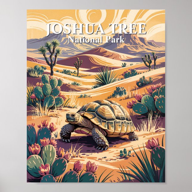 Poster Custom Joshua Tree Tortoise Retro Desert Landscape (Frente)