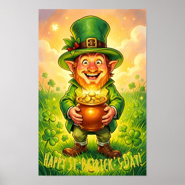 Poster Custom Leprechaun Gnome Happy St. Patrick's Day  (Frente)