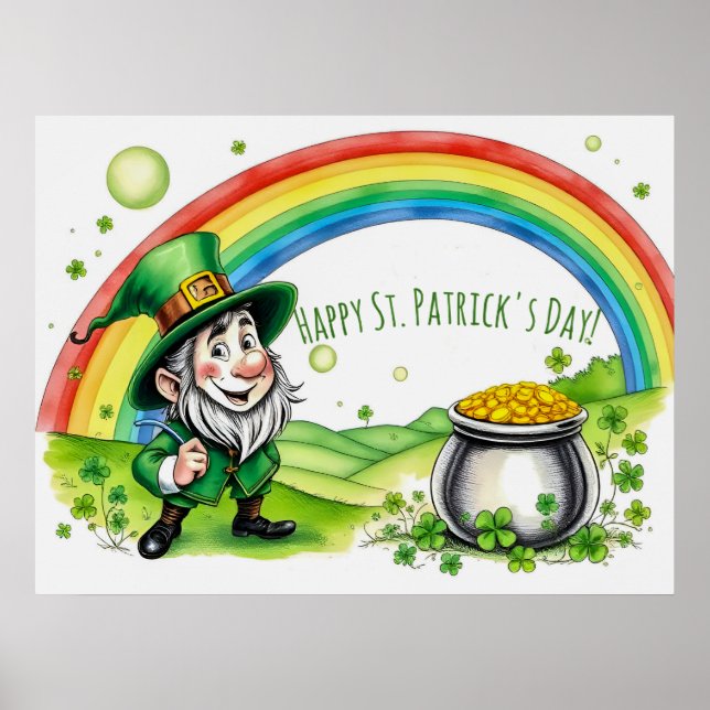 Poster Custom Leprechaun Gnome St. Patrick's Day Shamrock (Frente)