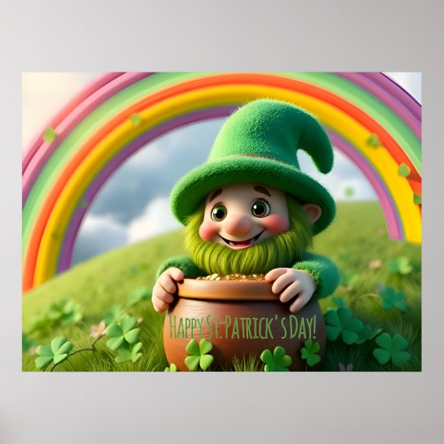 Poster Custom Leprechaun Gnome St. Patrick's Day Shamrock (Frente)