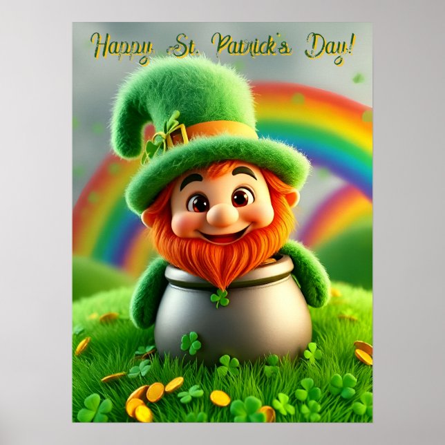 Poster Custom Leprechaun Gnome St. Patrick's Day Shamrock (Frente)