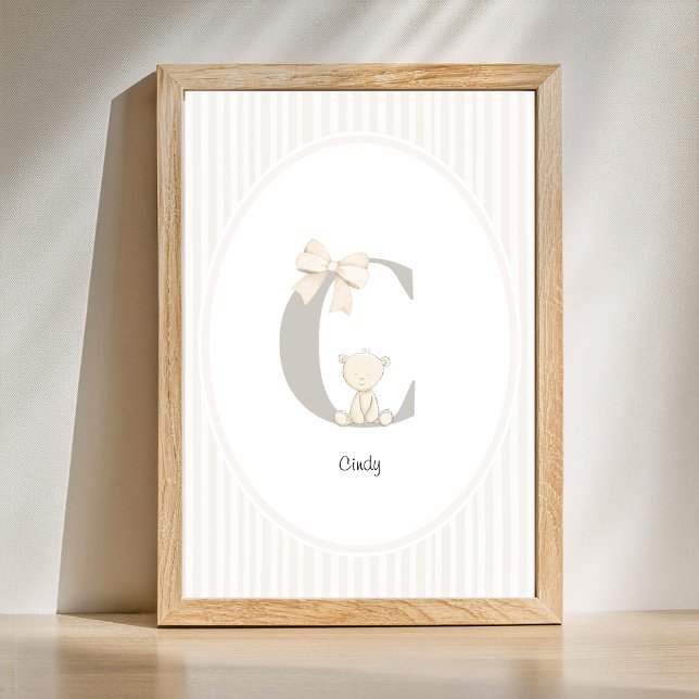 Poster Custom Letter C Nursery Wall Art - Baby Name Print (Letter C Nursery Wall Art - Custom Baby Name Print)