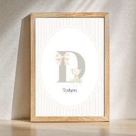 Poster Custom Letter D Nursery Wall Art - Baby Name Print