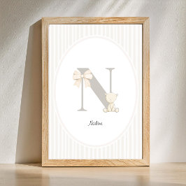 Poster Custom Letter N Nursery Wall Art - Baby Name Print