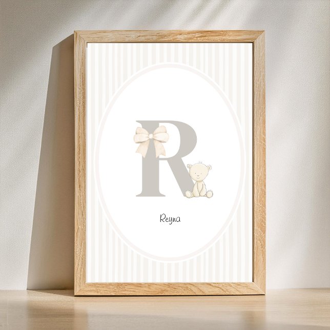 Poster Custom Letter Q Nursery Wall Art - Baby Name Print (Letter R Nursery Wall Art - Custom Baby Name Print)