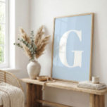 Poster Custom Mid Century Retro Letter Initial Icy Blue<br><div class="desc">Transform your space with a touch of mid-century charm! This customizable retro letter art print in cool white and icy glacier blue is the perfect way to add a pop of color and personalized flair to your home. Whether you're designing a trendy gallery wall, decorating a bedroom, or searching for...</div>