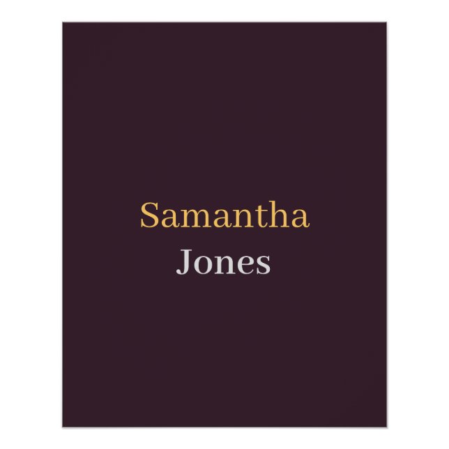 Pôster Custom name minimalist modern burgundy (Frente)
