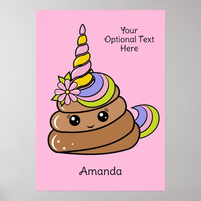 Poster Custom Name & Text Unicorn Poop (Frente)