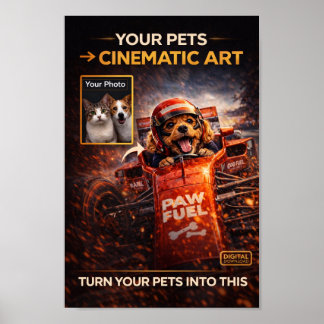 Poster Custom Pet Portrait From Photo – Cinematic Pet Art