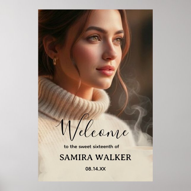 Poster Custom Photo Sweet Sixteen Birthday Welcome Sign (Frente)