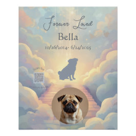 Pôster Custom Pug Rainbow Bridge Memorial Poster – Blue